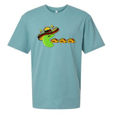 Sombrero Eating Funny Tacos With Mustaches Cinco De Mayo Sueded Cloud Jersey T-Shirt