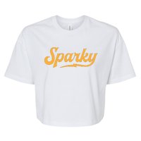 Sparky Electrician Funny Lineman Dad Retro Vintage Novelty Bella+Canvas Jersey Crop Tee