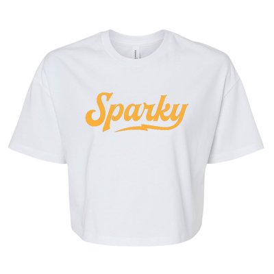 Sparky Electrician Funny Lineman Dad Retro Vintage Novelty Bella+Canvas Jersey Crop Tee