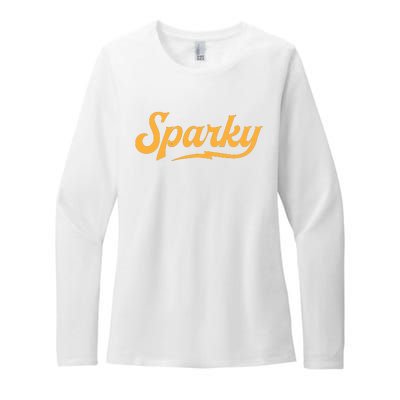 Sparky Electrician Funny Lineman Dad Retro Vintage Novelty Womens CVC Long Sleeve Shirt