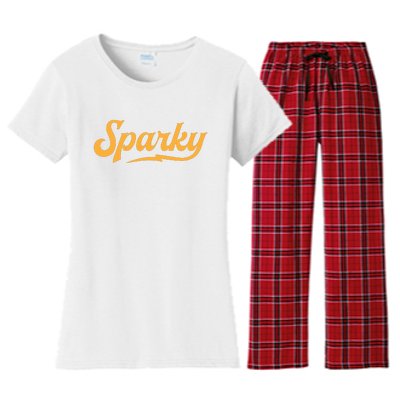 Sparky Electrician Funny Lineman Dad Retro Vintage Novelty Women's Flannel Pajama Set