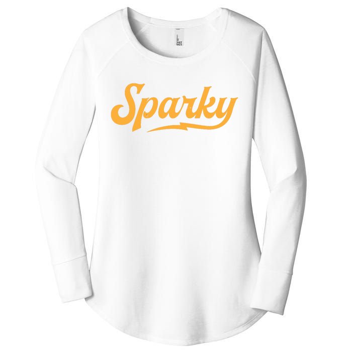 Sparky Electrician Funny Lineman Dad Retro Vintage Novelty Women's Perfect Tri Tunic Long Sleeve Shirt