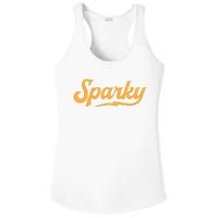 Sparky Electrician Funny Lineman Dad Retro Vintage Novelty Ladies PosiCharge Competitor Racerback Tank