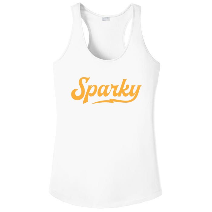 Sparky Electrician Funny Lineman Dad Retro Vintage Novelty Ladies PosiCharge Competitor Racerback Tank