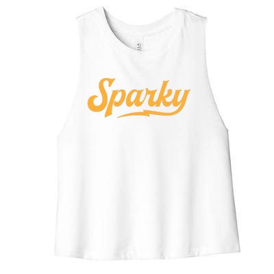 Sparky Electrician Funny Lineman Dad Retro Vintage Novelty Women's Racerback Cropped Tank