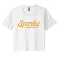 Sparky Electrician Funny Lineman Dad Retro Vintage Novelty Women's Crop Top Tee