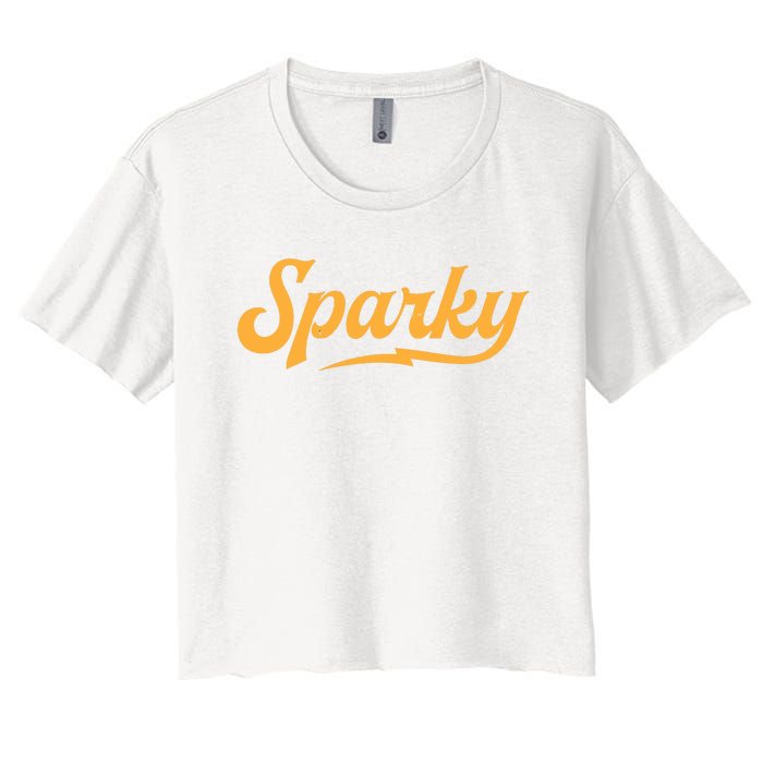 Sparky Electrician Funny Lineman Dad Retro Vintage Novelty Women's Crop Top Tee