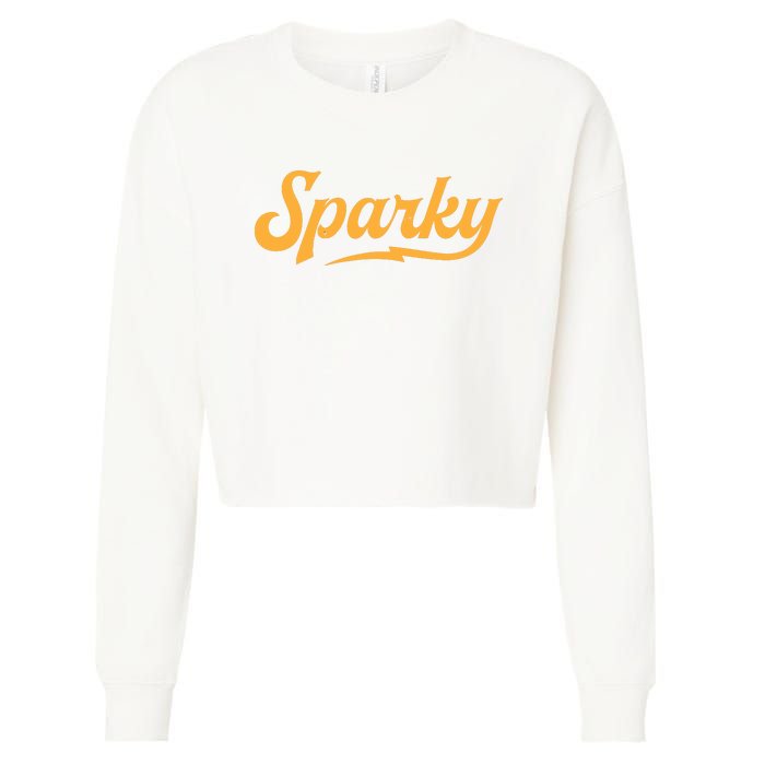 Sparky Electrician Funny Lineman Dad Retro Vintage Novelty Cropped Pullover Crew