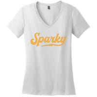 Sparky Electrician Funny Lineman Dad Retro Vintage Novelty Women's V-Neck T-Shirt