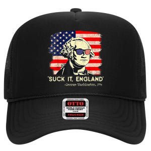 SuckIt England Funny 4th of July George Washington 1776 High Crown Mesh Back Trucker Hat