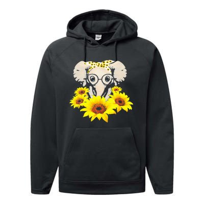 Sunflower Elephant Fun Elephant Animal Lover Gifts Performance Fleece Hoodie