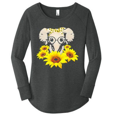 Sunflower Elephant Fun Elephant Animal Lover Gifts Women's Perfect Tri Tunic Long Sleeve Shirt