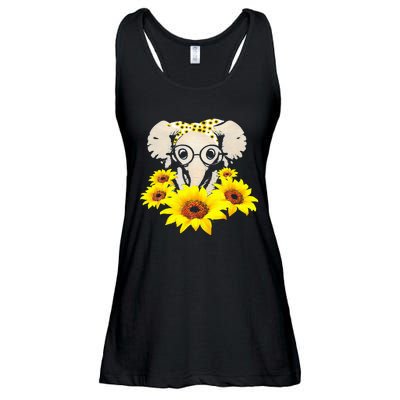 Sunflower Elephant Fun Elephant Animal Lover Gifts Ladies Essential Flowy Tank