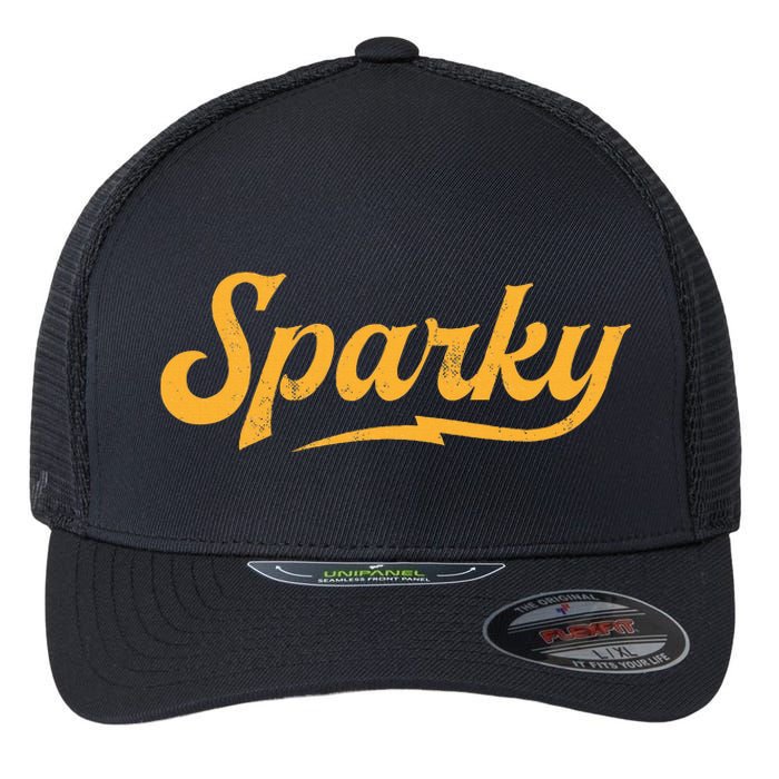 Sparky Electrician Funny Lineman Dad Retro Vintage Novelty Flexfit Unipanel Trucker Cap