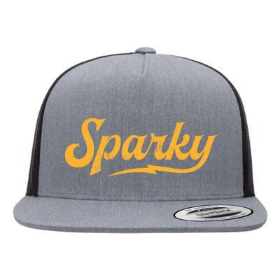 Sparky Electrician Funny Lineman Dad Retro Vintage Novelty Flat Bill Trucker Hat