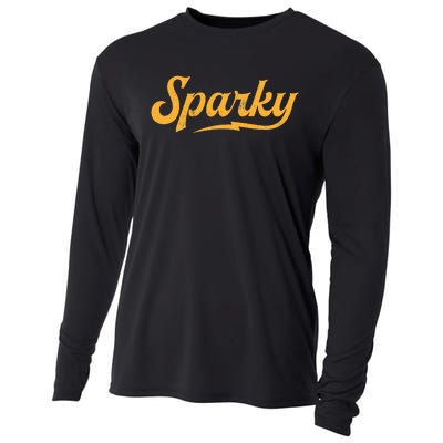 Sparky Electrician Funny Lineman Dad Retro Vintage Novelty Cooling Performance Long Sleeve Crew