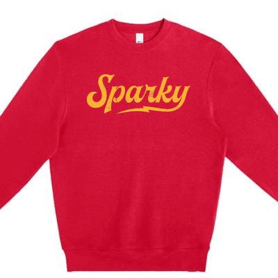 Sparky Electrician Funny Lineman Dad Retro Vintage Novelty Premium Crewneck Sweatshirt