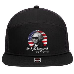 SuckIt England Funny 4th of July George Washington 1776 7 Panel Mesh Trucker Snapback Hat