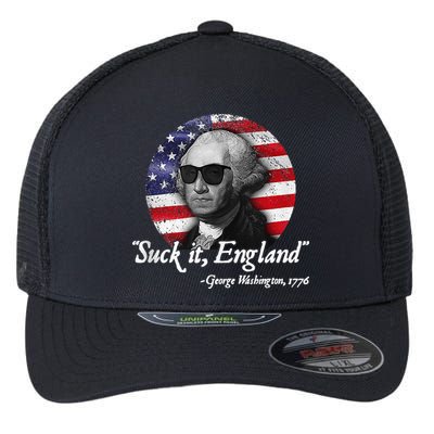 SuckIt England Funny 4th of July George Washington 1776 Flexfit Unipanel Trucker Cap