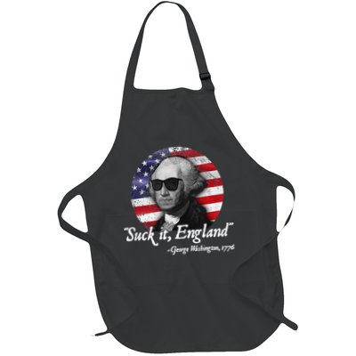 SuckIt England Funny 4th of July George Washington 1776 Full-Length Apron With Pockets