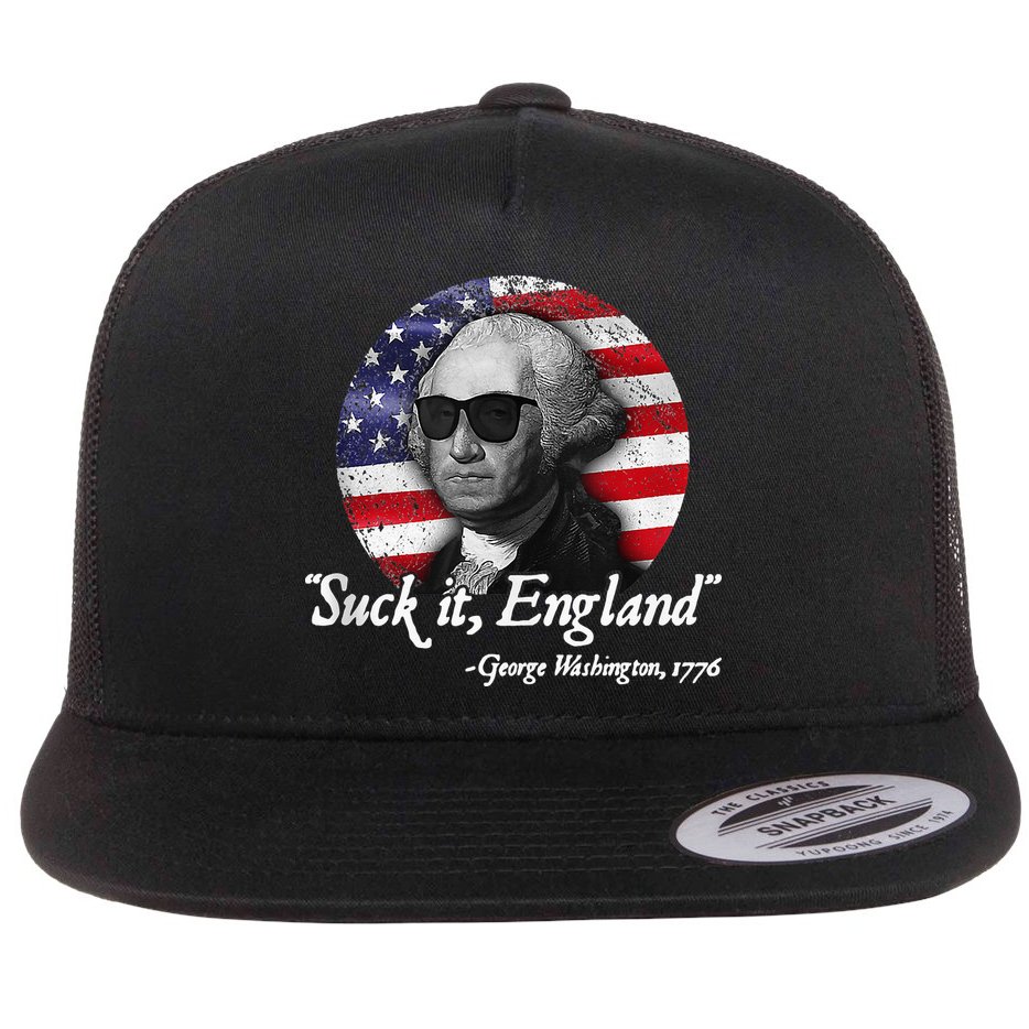 SuckIt England Funny 4th of July George Washington 1776 Flat Bill Trucker Hat