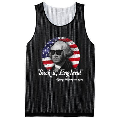 SuckIt England Funny 4th of July George Washington 1776 Mesh Reversible Basketball Jersey Tank