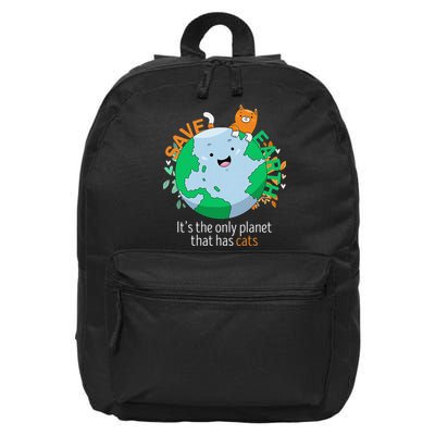 Save Earth Funny Cat Quote Its The Only Planet 16 in Basic Backpack