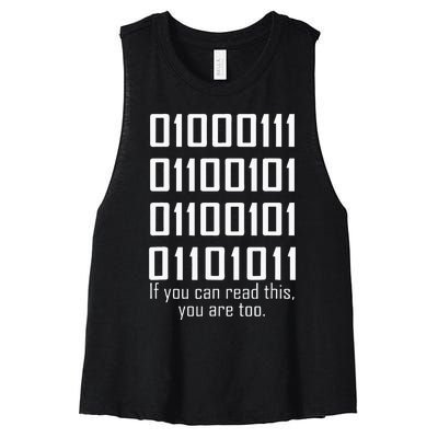 Software Engineers Funny Programming Coding Binary Code Women's Racerback Cropped Tank