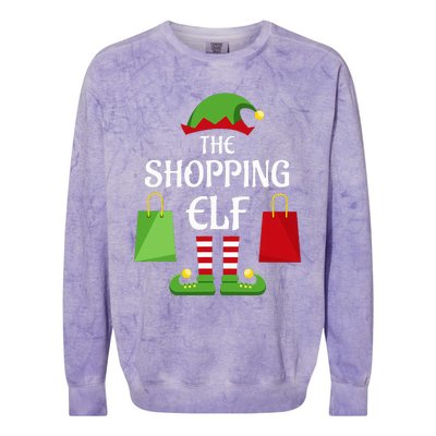 Shopping Elf Family Matching Group Christmas Shopper Colorblast Crewneck Sweatshirt