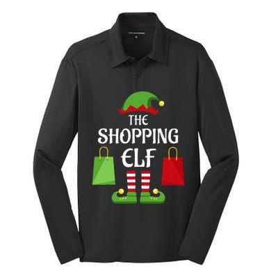 Shopping Elf Family Matching Group Christmas Shopper Silk Touch Performance Long Sleeve Polo