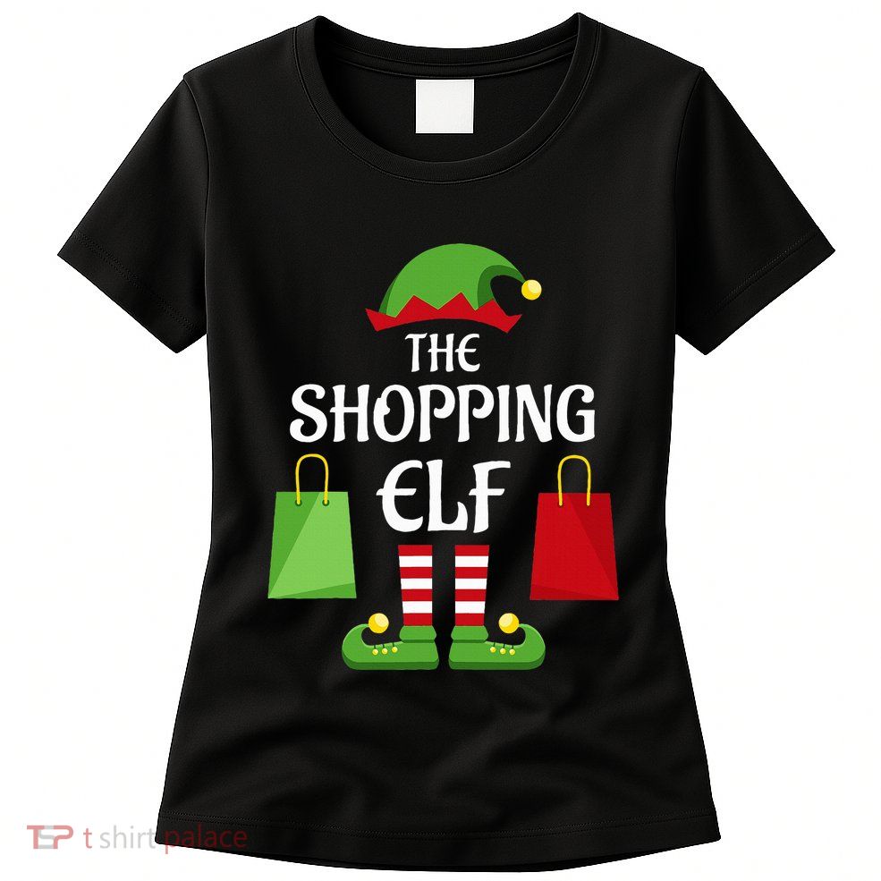 Shopping Elf Family Matching Group Christmas Shopper Womens T-Shirt