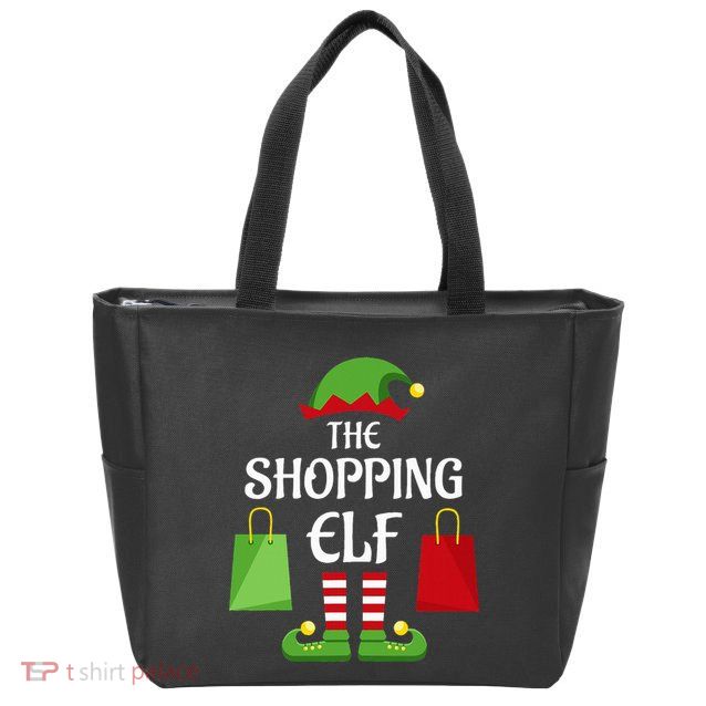 Shopping Elf Family Matching Group Christmas Shopper Zip Tote Bag