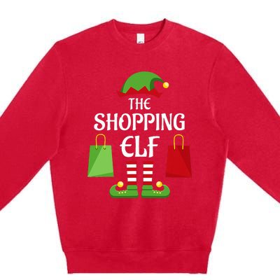 Shopping Elf Family Matching Group Christmas Shopper Premium Crewneck Sweatshirt