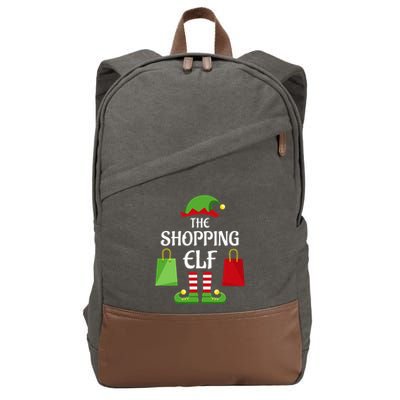 Shopping Elf Family Matching Group Christmas Shopper Cotton Canvas Backpack