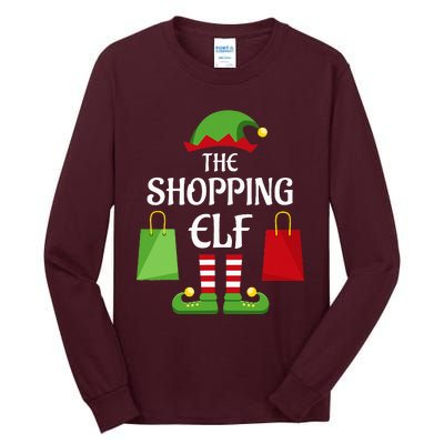 Shopping Elf Family Matching Group Christmas Shopper Tall Long Sleeve T-Shirt