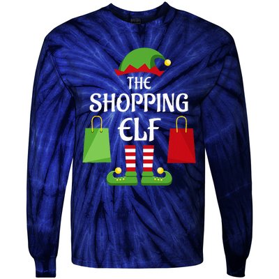 Shopping Elf Family Matching Group Christmas Shopper Tie-Dye Long Sleeve Shirt