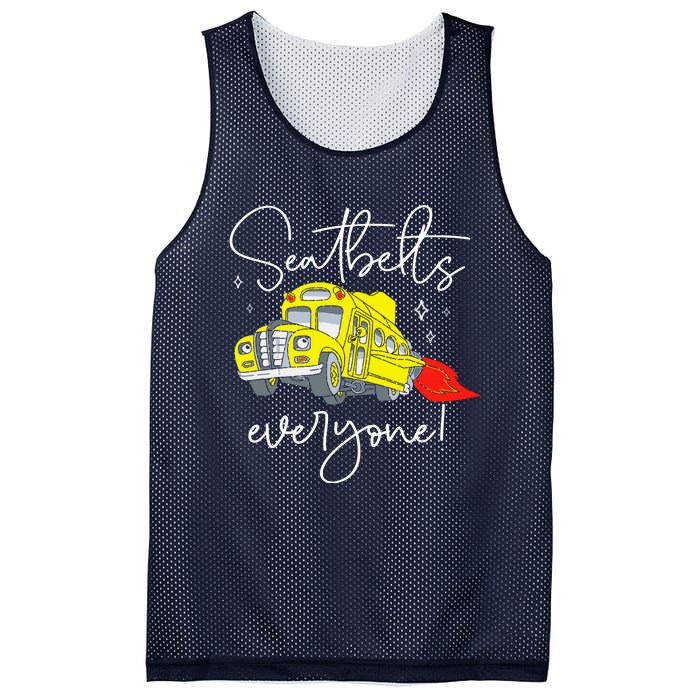 Seatbelts Everyone Funny Magic School Bus Driver Job Pride Mesh Reversible Basketball Jersey Tank