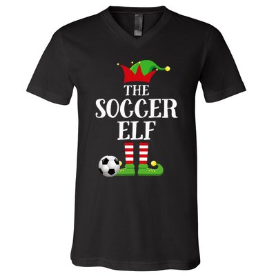 Soccer Elf Family Matching Christmas Group Elf Pajama Gift V-Neck T-Shirt