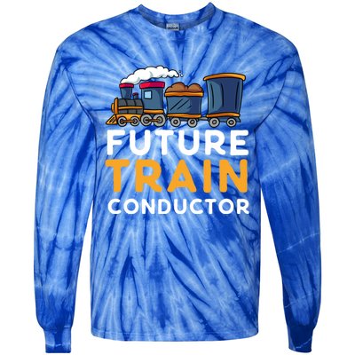 Steam Engine Gift For Future Train Conductor Tie-Dye Long Sleeve Shirt