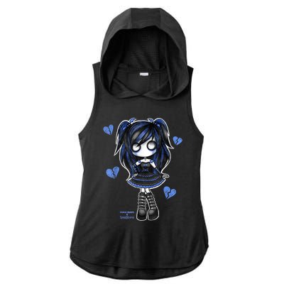 Spookscene Emo Girl Drawing Soft Goth Mall Goth Alt Blue Ladies PosiCharge Tri-Blend Wicking Draft Hoodie Tank