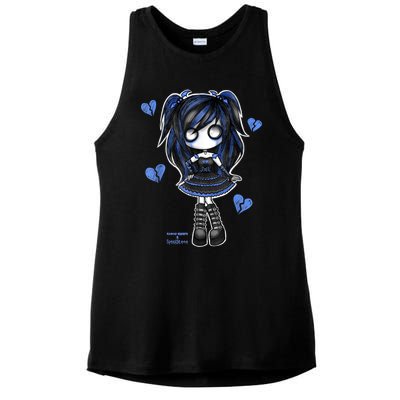 Spookscene Emo Girl Drawing Soft Goth Mall Goth Alt Blue Ladies PosiCharge Tri-Blend Wicking Tank