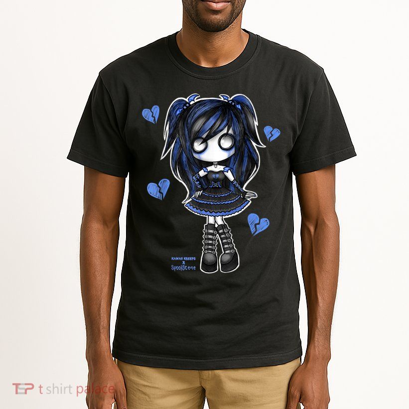 Spookscene Emo Girl Drawing Soft Goth Mall Goth Alt Blue Tall T-Shirt