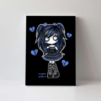 Spookscene Emo Girl Drawing Soft Goth Mall Goth Alt Blue Canvas