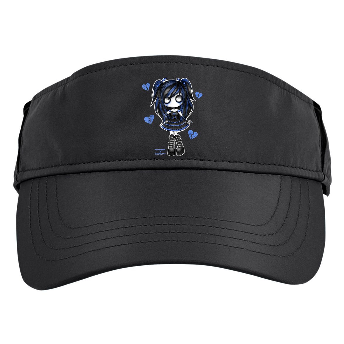 Spookscene Emo Girl Drawing Soft Goth Mall Goth Alt Blue Adult Drive Performance Visor