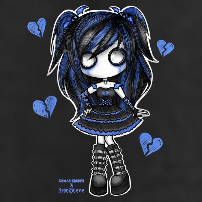 Spookscene Emo Girl Drawing Soft Goth Mall Goth Alt Blue Adult Drive Performance Visor