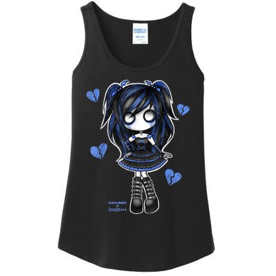 Spookscene Emo Girl Drawing Soft Goth Mall Goth Alt Blue Ladies Essential Tank