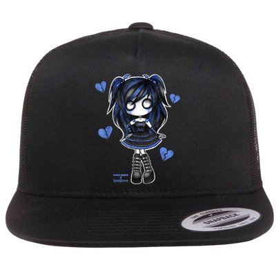 Spookscene Emo Girl Drawing Soft Goth Mall Goth Alt Blue Flatbill Hat