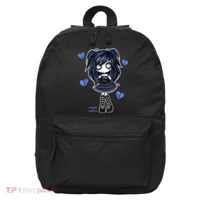 Spookscene Emo Girl Drawing Soft Goth Mall Goth Alt Blue 16 in Basic Backpack