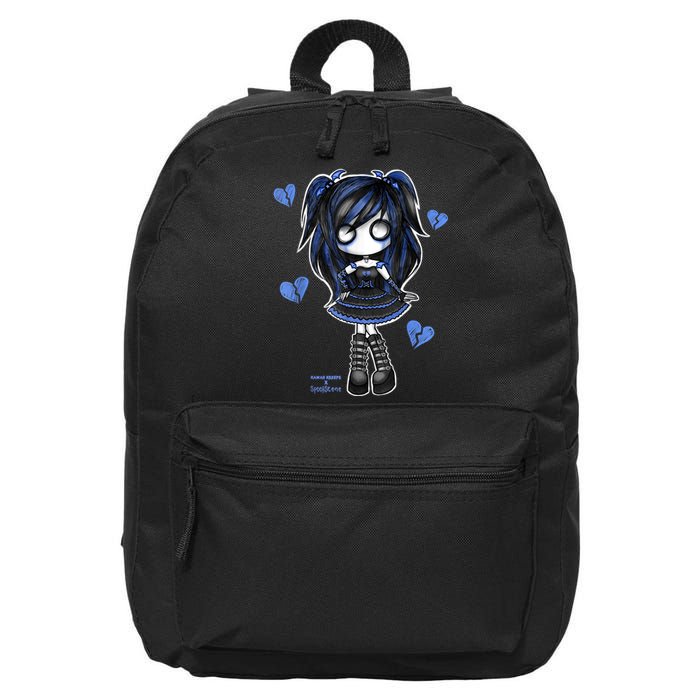 Spookscene Emo Girl Drawing Soft Goth Mall Goth Alt Blue 16 in Basic Backpack