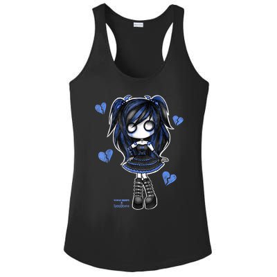 Spookscene Emo Girl Drawing Soft Goth Mall Goth Alt Blue Ladies PosiCharge Competitor Racerback Tank